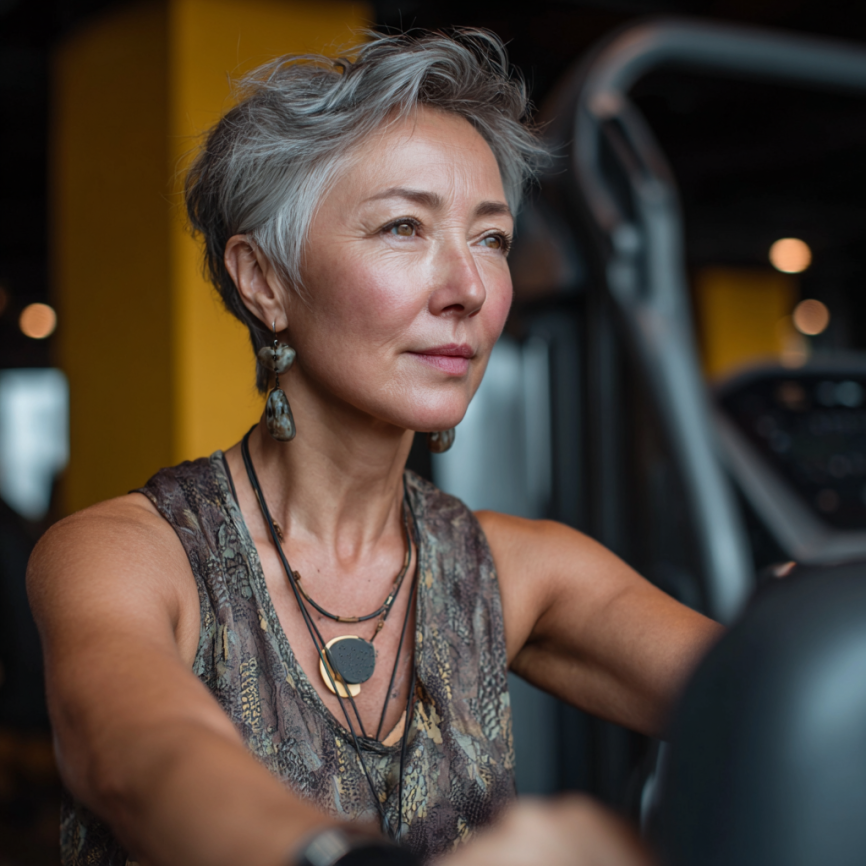 Активные люди зрелого возраста на тренировке